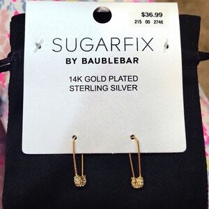Sugarfix by Baublebar safety pin earrings nickel free 14k gold-plated st…